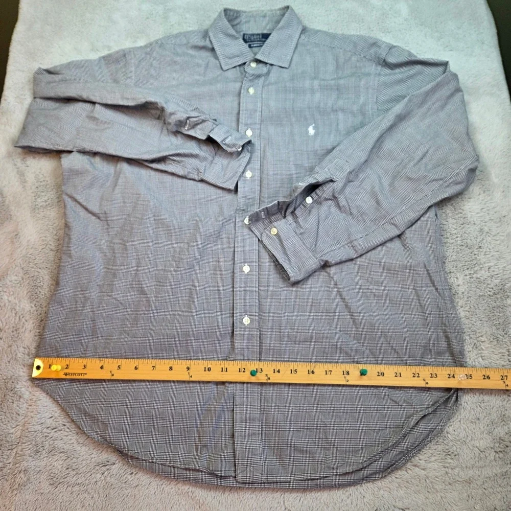 Polo Ralph Lauren Button Down Shirt Mens XL Classic Fit Glen Plaid Black White